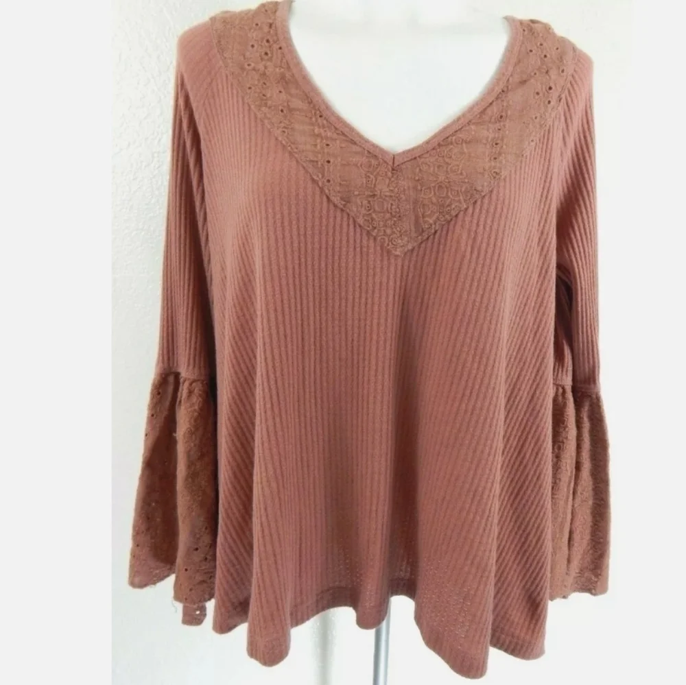 Free People Parisian Nights Bell Sleeve Thermal Top